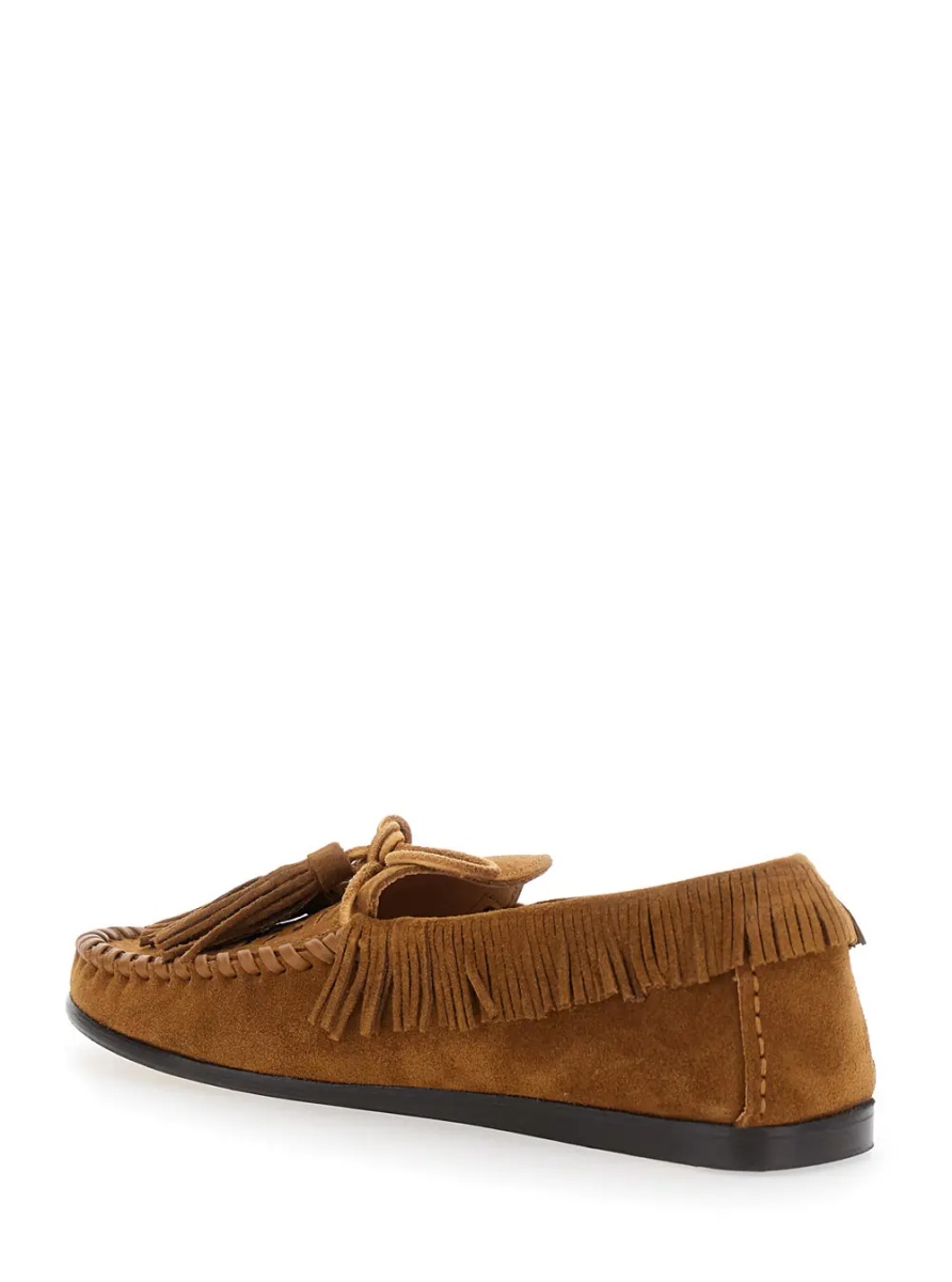 Mocasini 'Fitza' Brown Loafers with Fringed Details and Front Bow in Suede Woman - Img 3