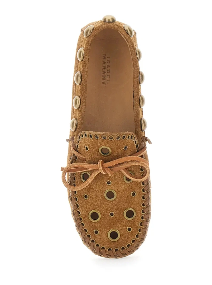 Mocasini Isabel Marant maro din piele intoarsa - Img 4