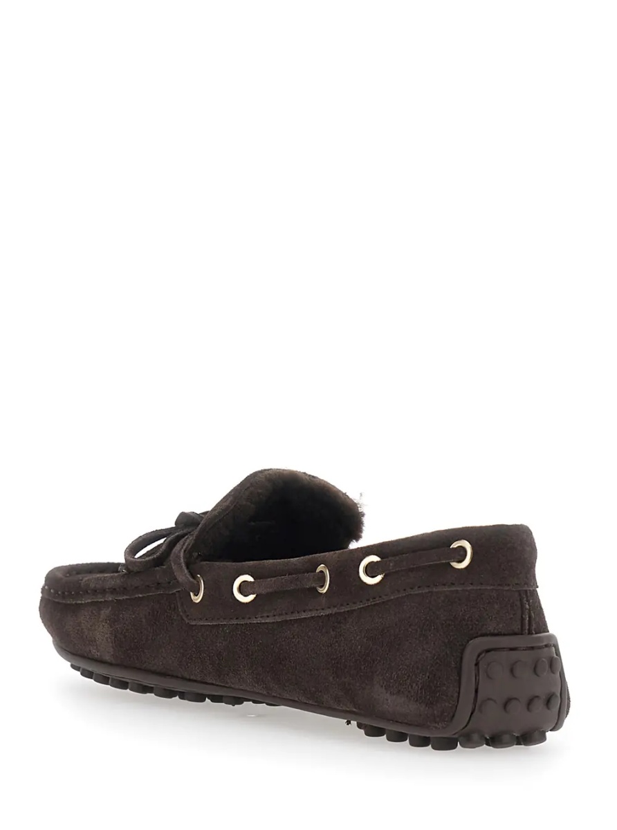 Mocasini Loafers with Rubber Sole and Shearling Details Brown Women - Img 3