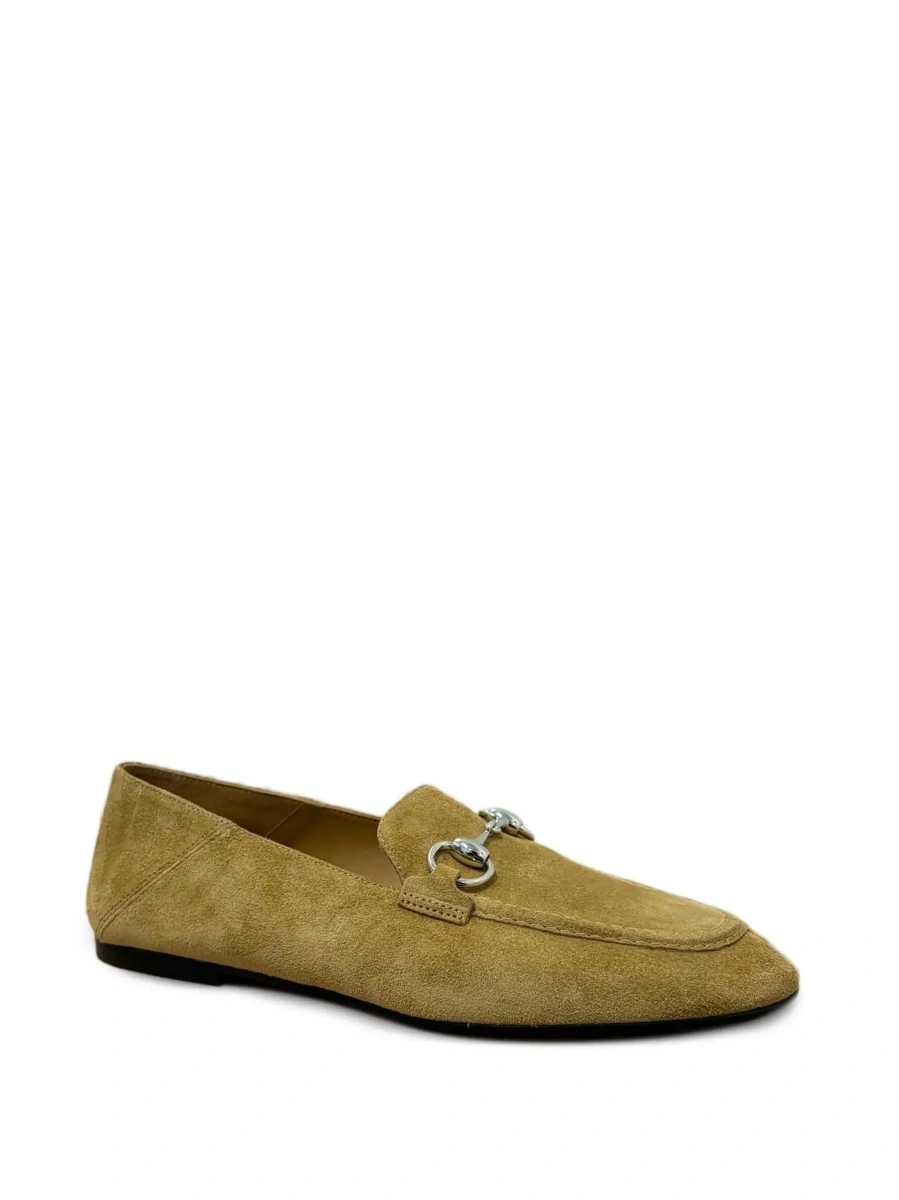 Mocasini 'Pierre' Beige loafers with Horsebit plaque on the front in suede for women - Img 7