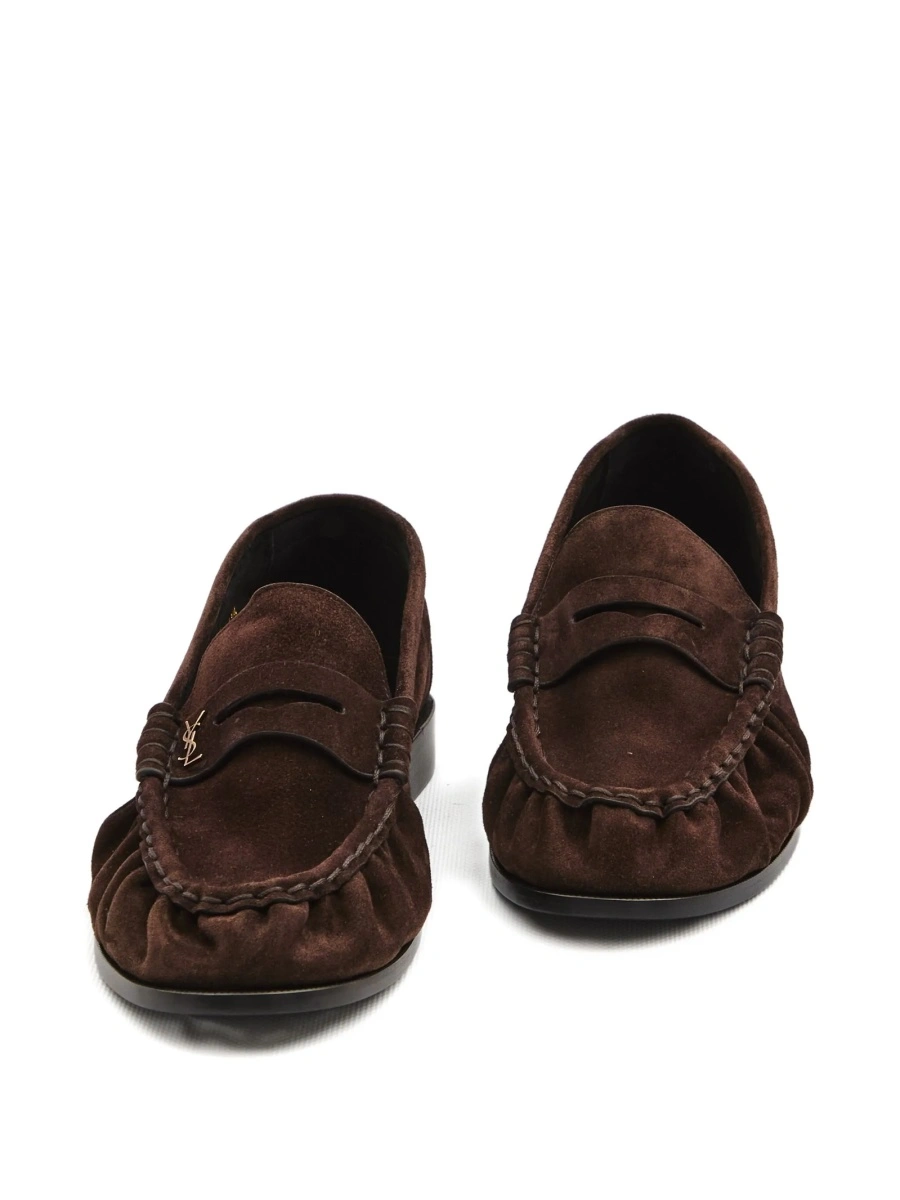 Mocasini Saint Laurent maro din alama si piele intoarsa - Img 3