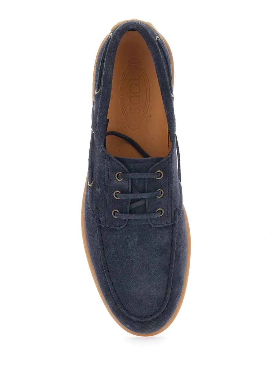 Mocasini TOD'S albastri din piele intoarsa - Img 4