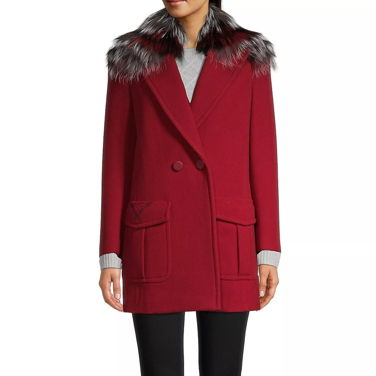 Paltoane Fendi Fur Collar Wool Coat - Img 2