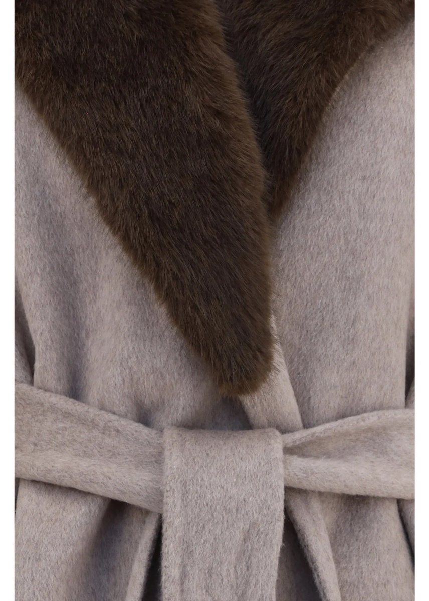 Paltoane P.A.R.O.S.H. Wool Coat with fur collar and belt - Img 3