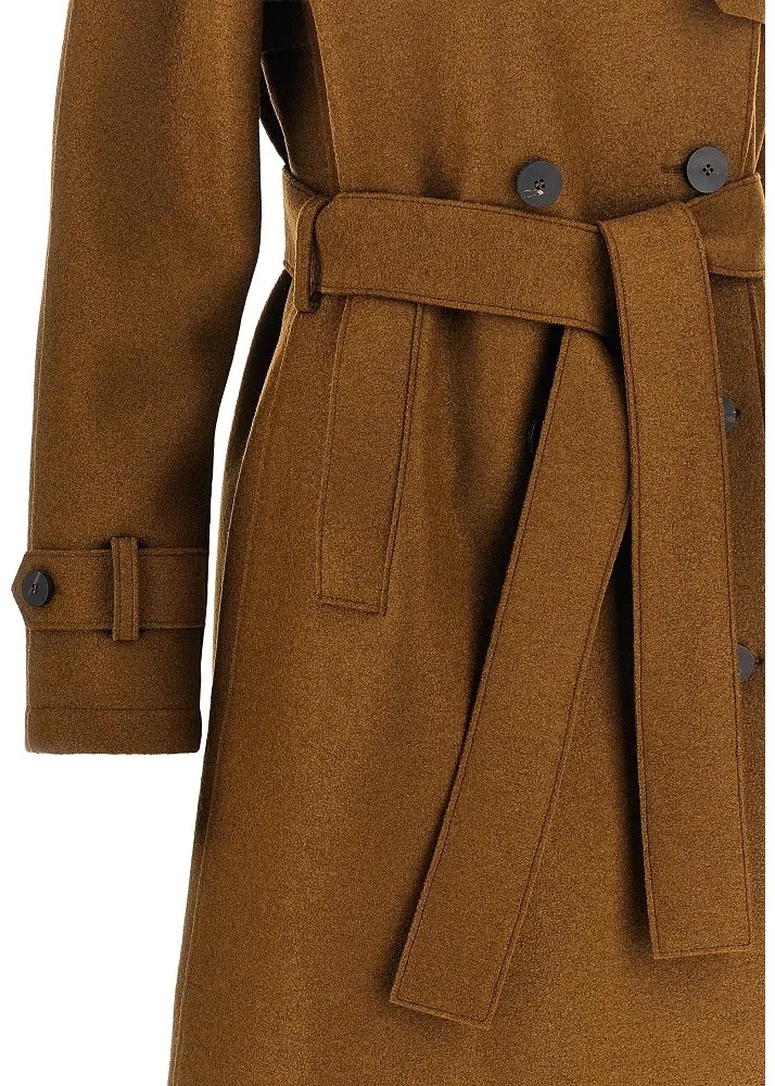 Paltoane Pressed wool long trench coat - Img 4