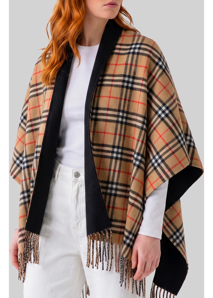 Paltoane Reversible Check Wool Cape - Img 3
