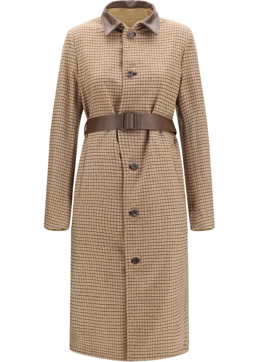 Paltoane Reversible cotton gabardine and cashmere Pied-de-Poule Trench Coat - Img 2