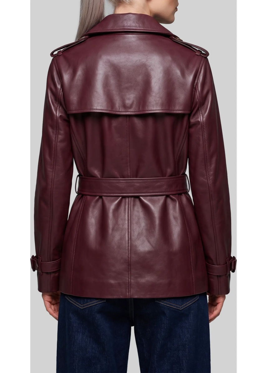 Paltoane Short Kensington Leather Trench Coat - Img 3