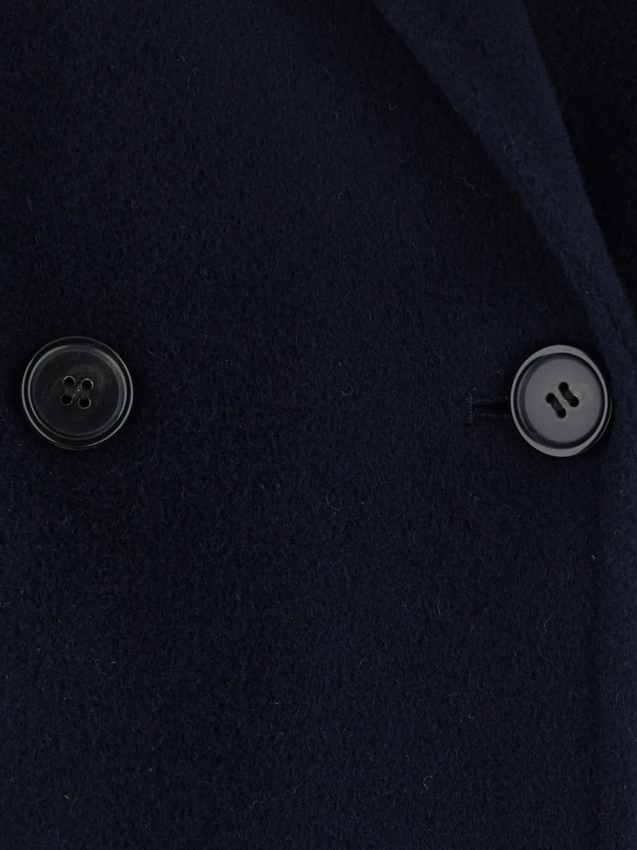 Palton blue Double-breasted coat with Notched revers in wool and cashmere women - Img 5