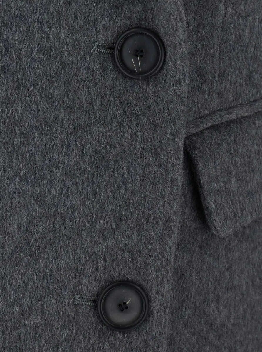 Palton Chloris Coat is a long coat with notched revers and pockets. Made of wool. Gray color. Women's - Img 3
