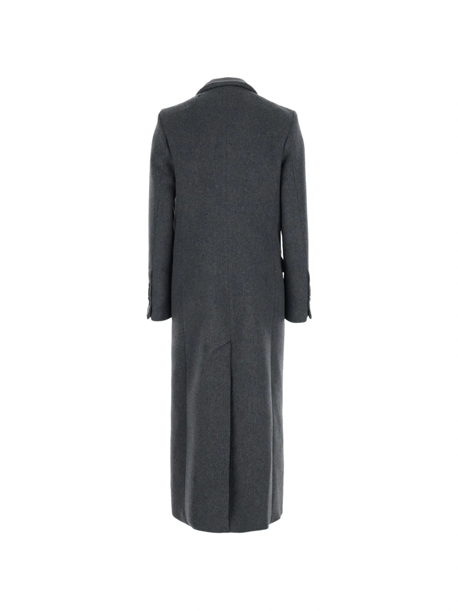 Palton Chloris Coat is a long coat with notched revers and pockets. Made of wool. Gray color. Women's - Img 4