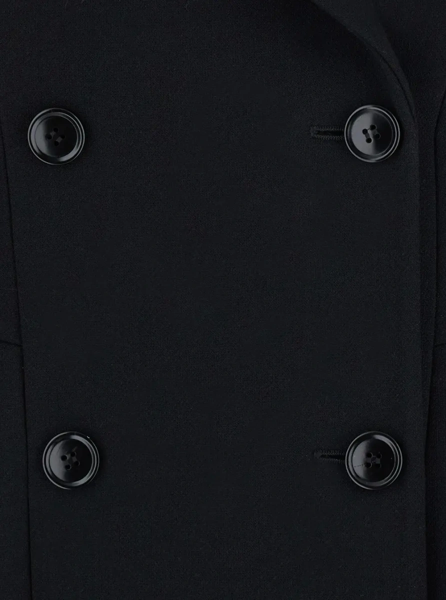Palton Coat with lapel collar, featuring long sleeves and front button closure. Made of wool, black, women's. - Img 3
