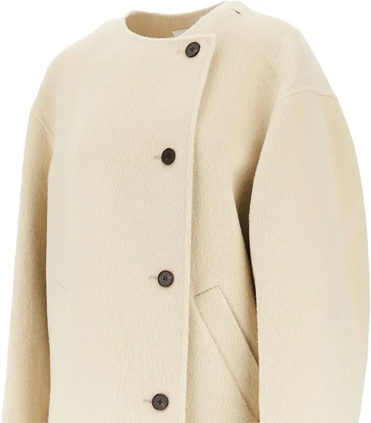 Palton Double coat with fringed scarf - Img 2