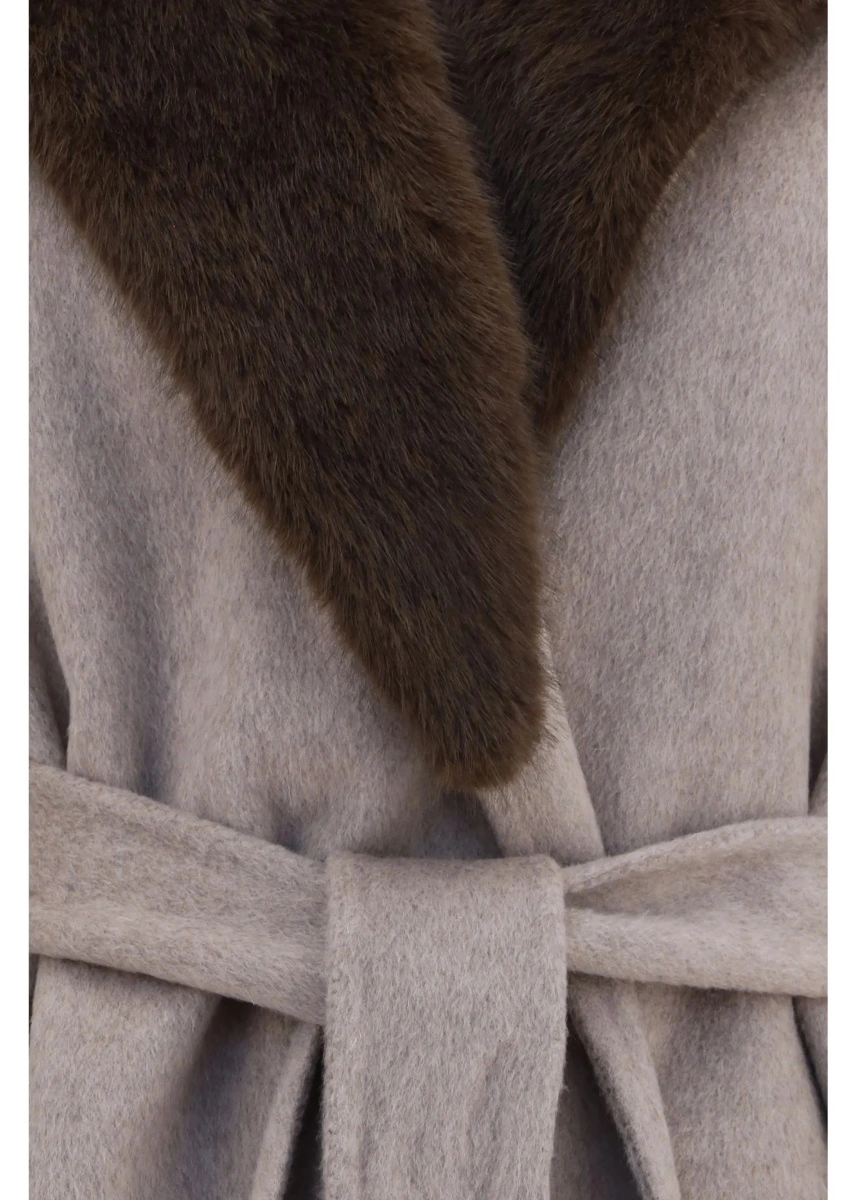 Palton P.A.R.O.S.H. Wool Coat with fur collar and belt - Img 3