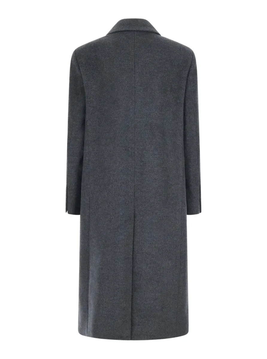 Palton Tailored double-breasted cashmere and wool gray coat for women - Img 2