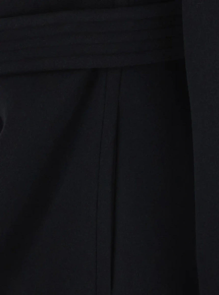 Palton Wrap coat with collar and long sleeves in black wool for women - Img 3