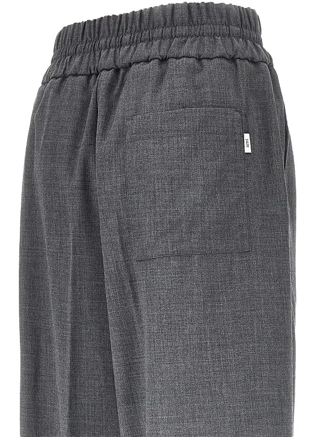 Pantaloni AMI Paris gri din lana cu talie elastica - Img 4