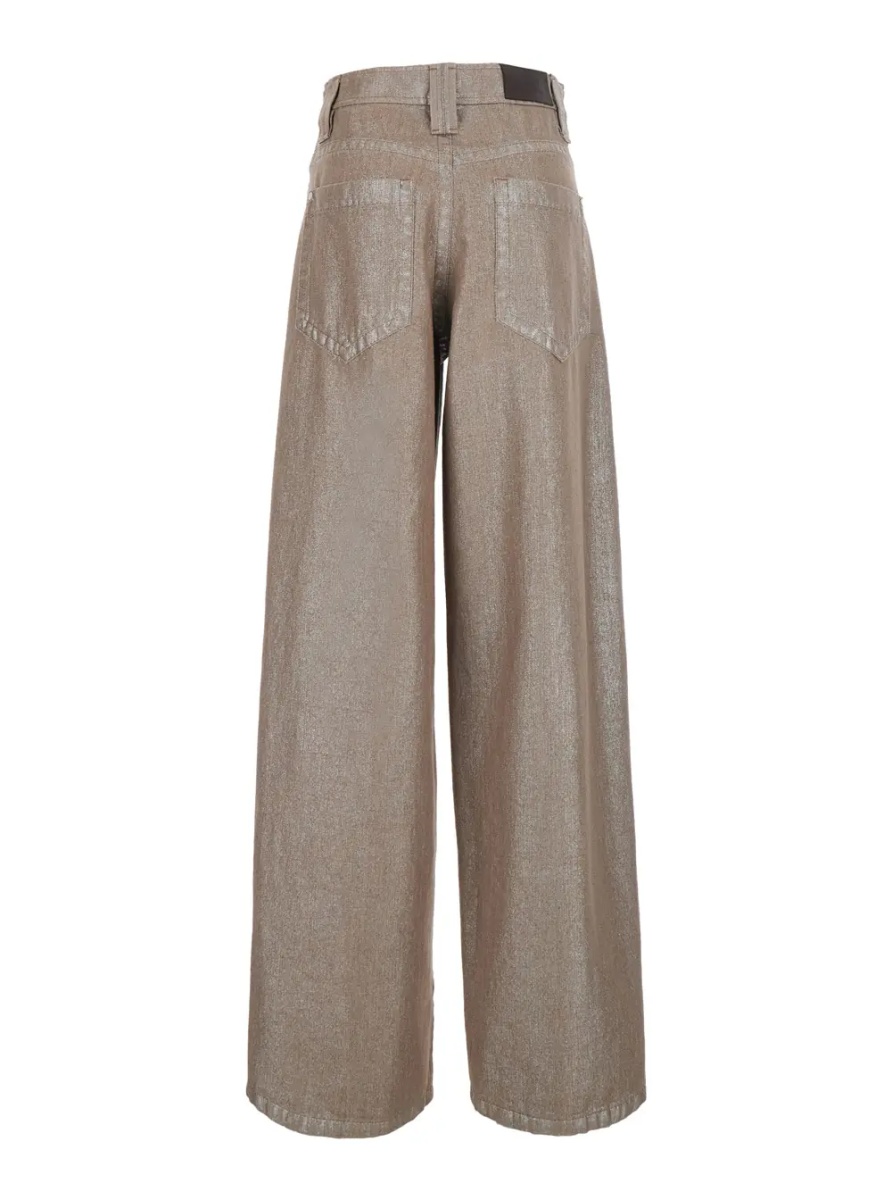 Pantaloni Beige jeans with faded effect and logo patch on the back in denim for women - Img 2