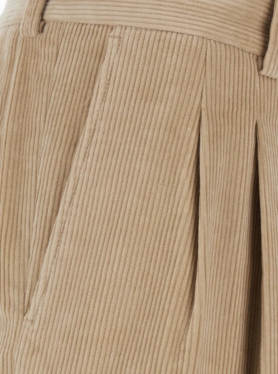 Pantaloni Beige Pants with Belt Loops in Corduroy for Men - Img 3