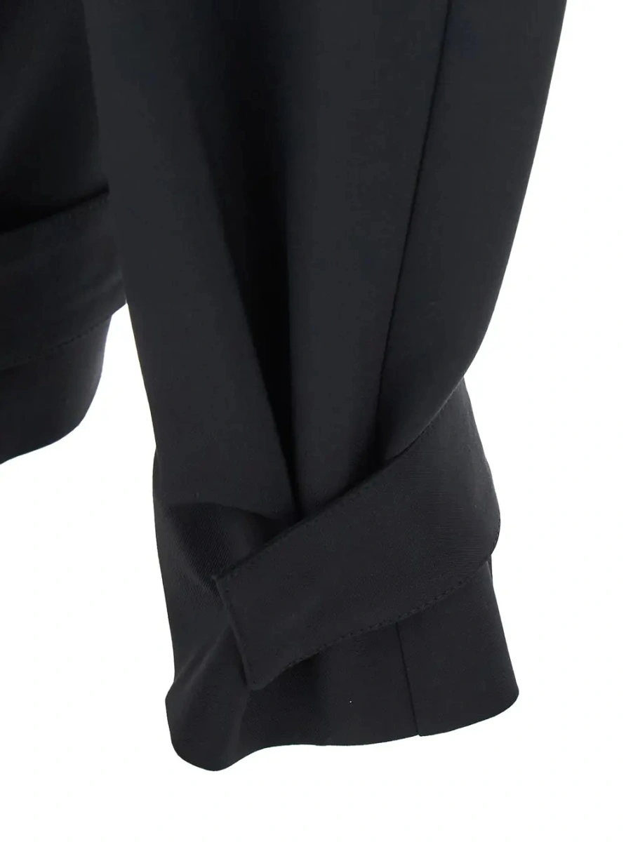 Pantaloni Black Trousers with Pleats on the Front and Side Logo Patch in Stretch Tech Wool Woman - Img 4