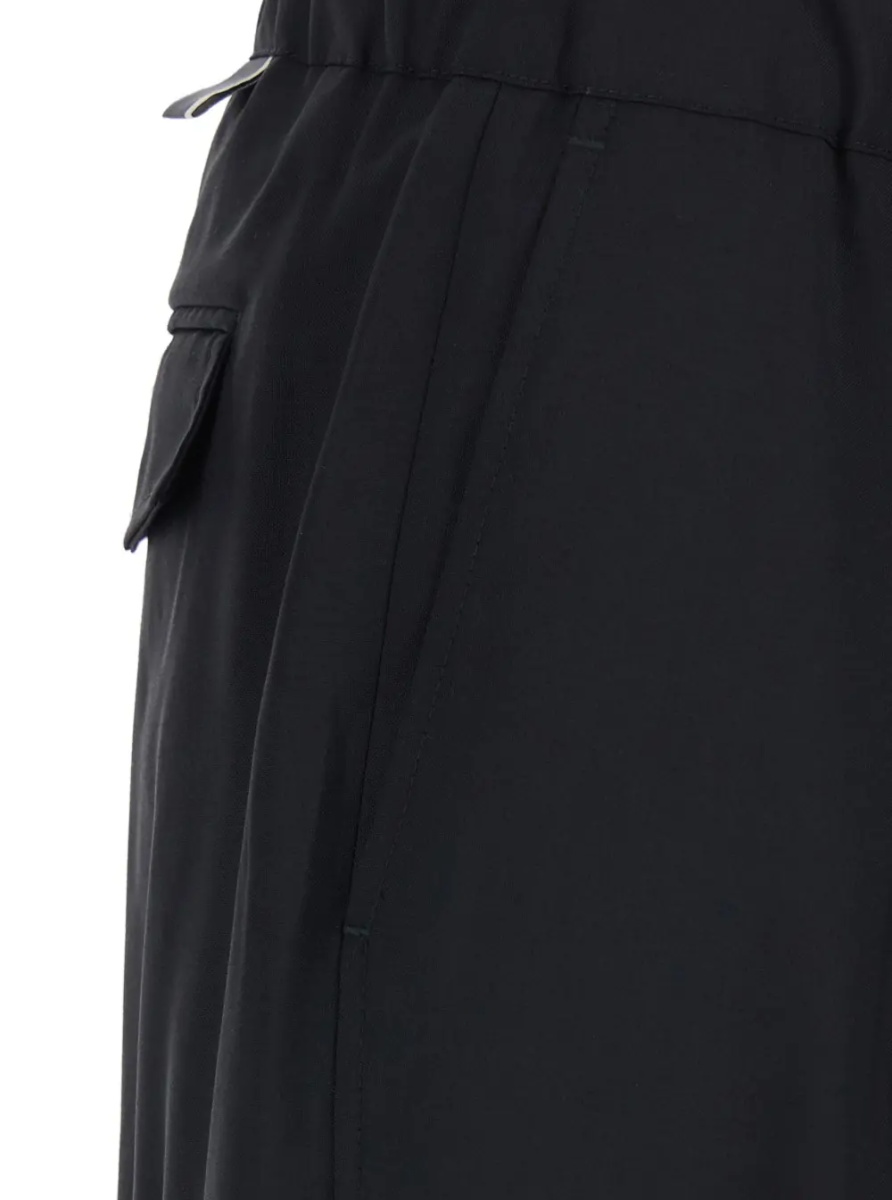 Pantaloni Black Trousers with Side Pockets and Elastic Waist in Wool blend for Men - Img 3