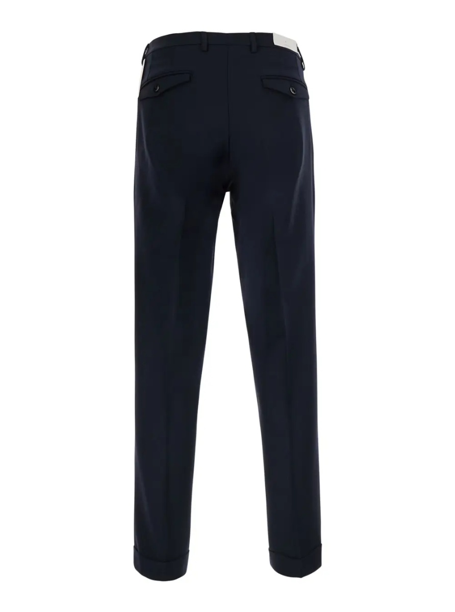 Pantaloni Blue Pants with Cuff Hem and Double Pleat on the Front in Wool Blend for Men - Img 2