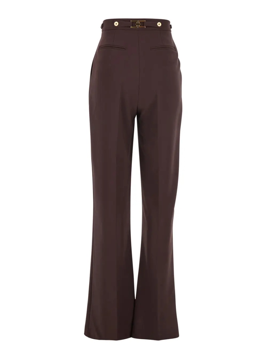 Pantaloni Bordeaux Pants with Jewel Button Embellishments and Pences in Tech Fabric Stretch Woman - Img 2