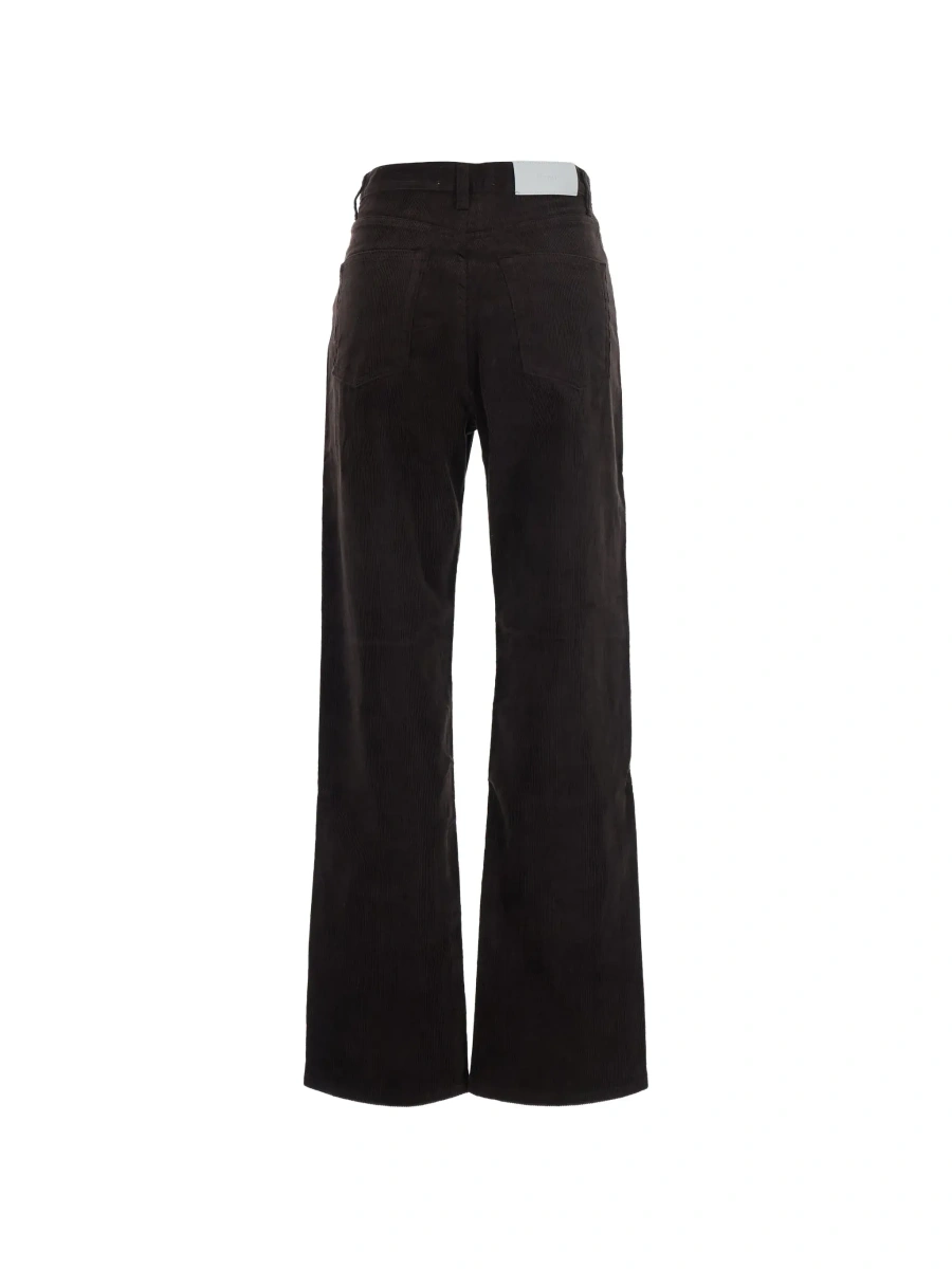 Pantaloni Brown pants with logo patch on the back and five-pocket design in corduroy for women - Img 4