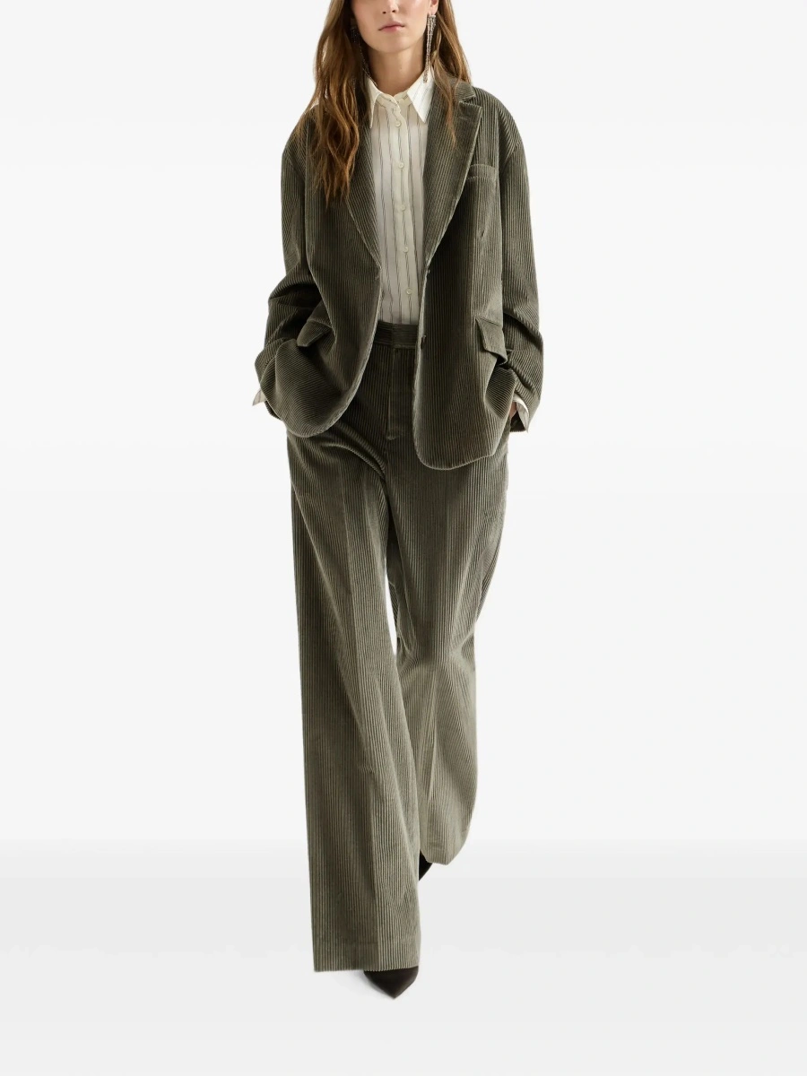 Pantaloni Brown Pants with Monile on the belt loop and wide leg in corduroy for women - Img 6