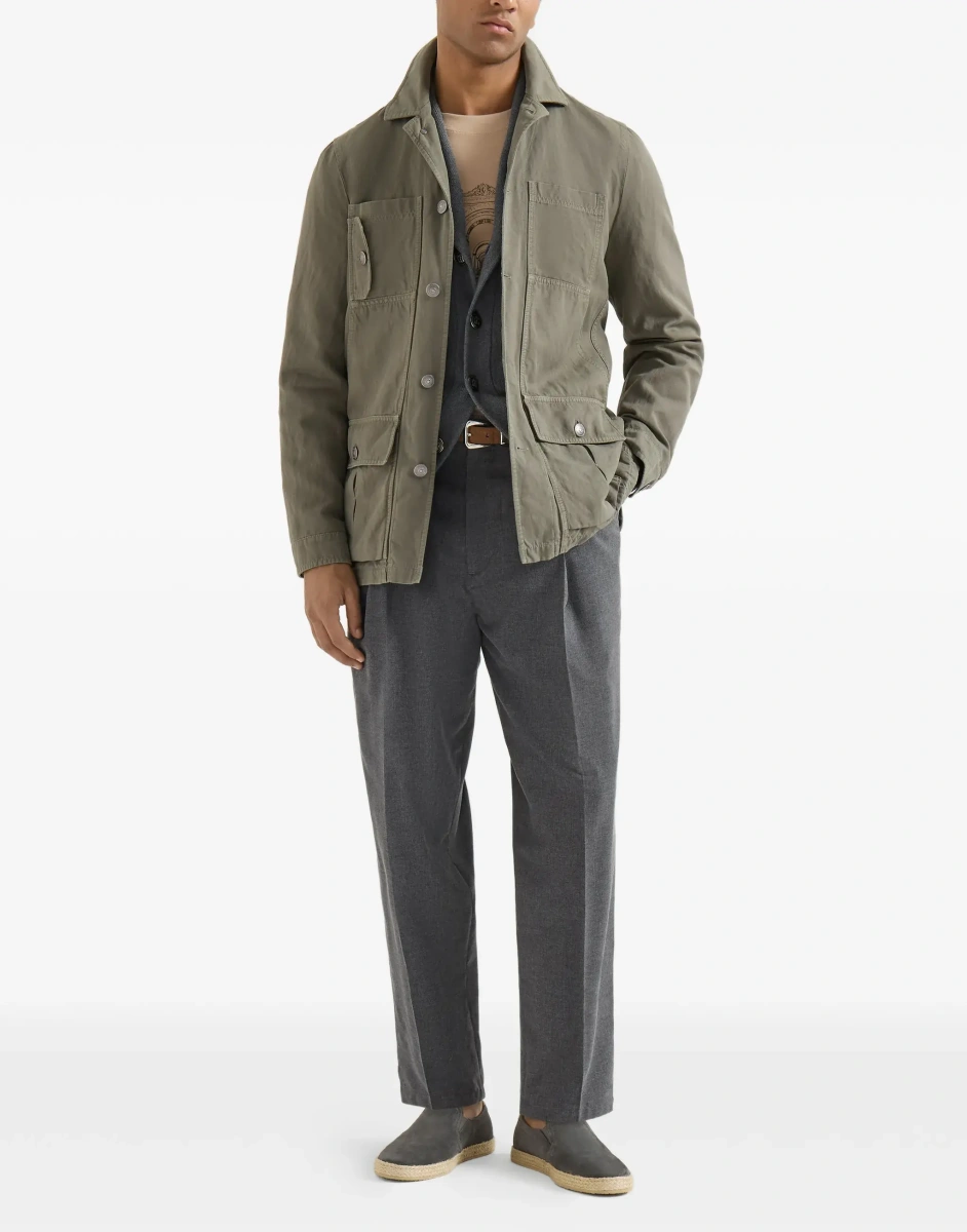 Pantaloni casual Brunello Cucinelli multicolor din lana si bumbac - Img 4
