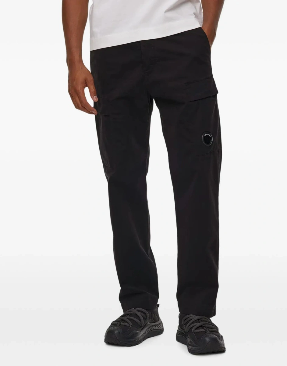 Pantaloni casual C.P. Company negri din bumbac si satin - Img 5