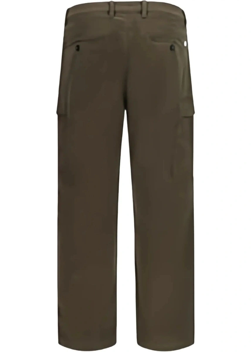 Pantaloni casual C.P. Company verzi din bumbac si satin - Img 4