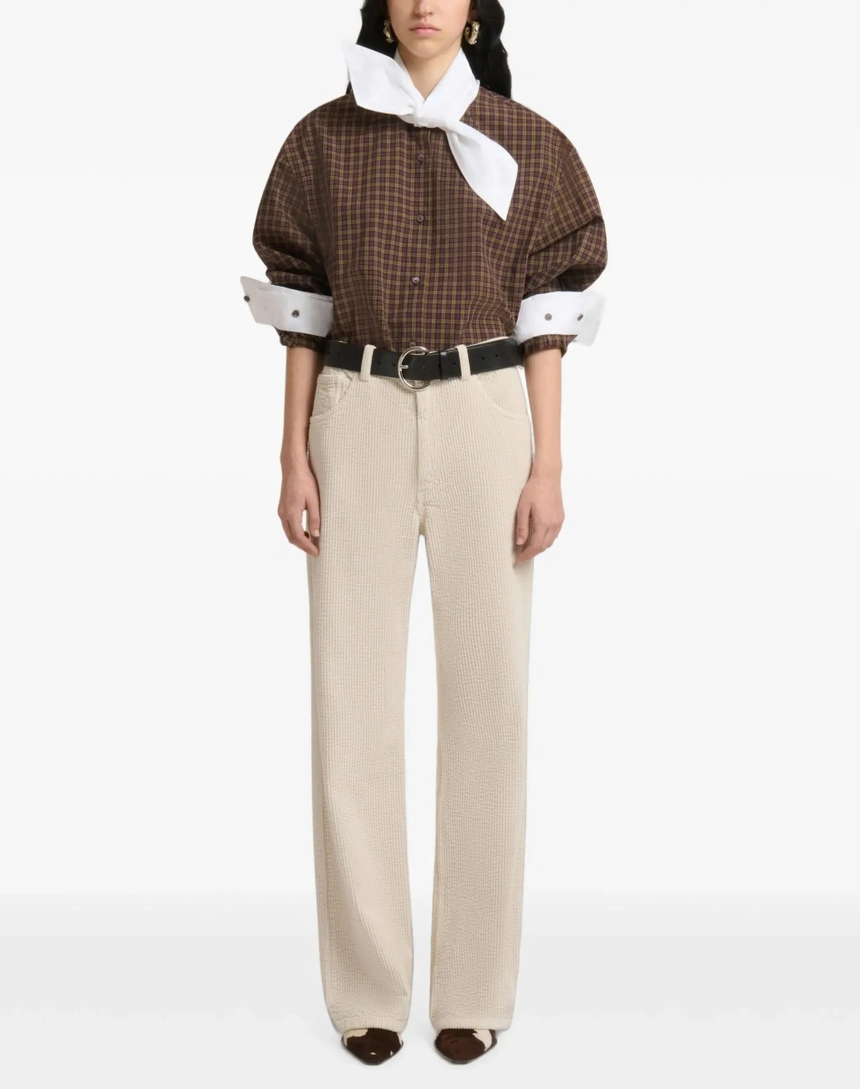 Pantaloni casual Marni multicolor din catifea reiata - Img 4