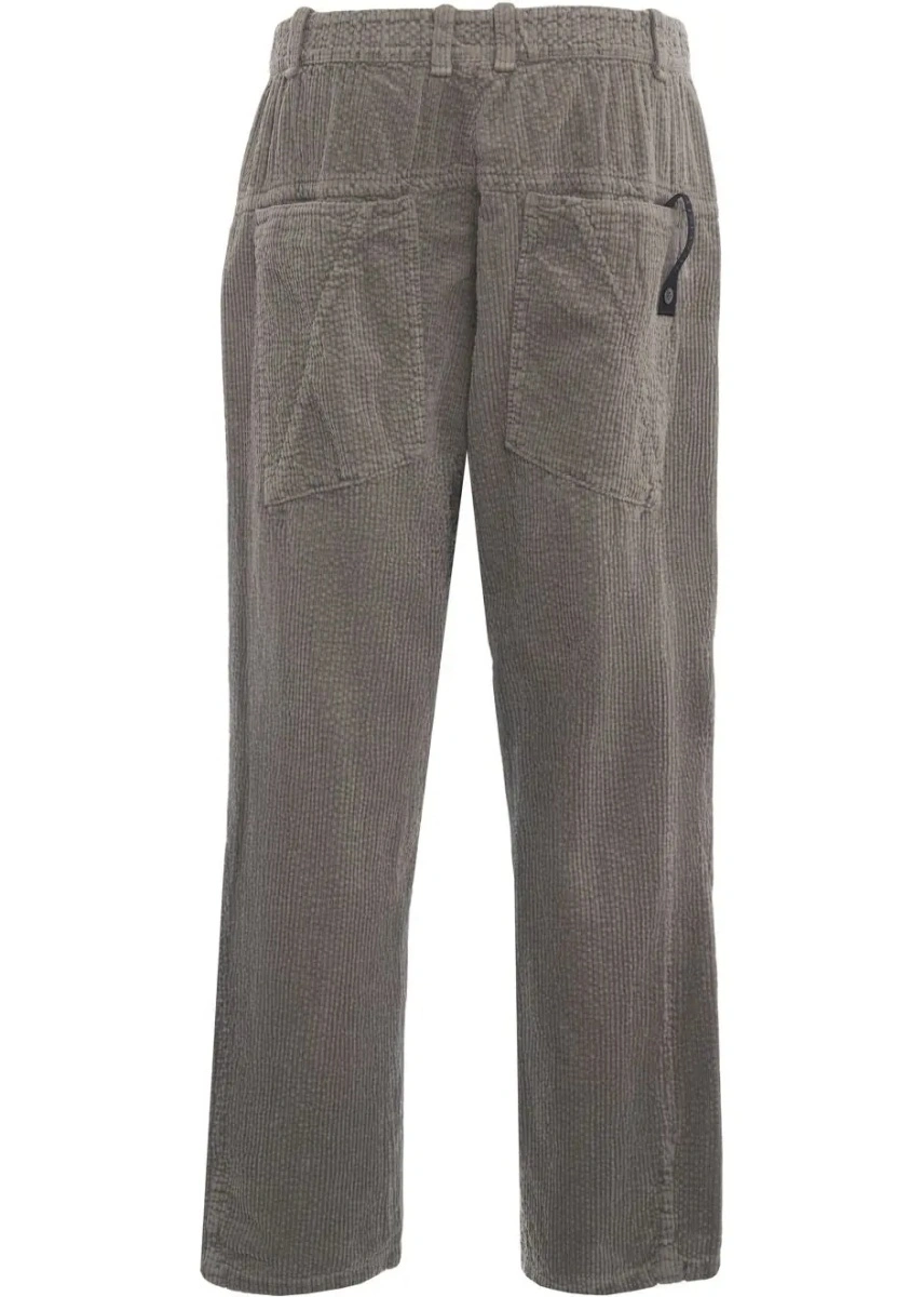 Pantaloni casual Transit gri din catifea reiata - Img 4