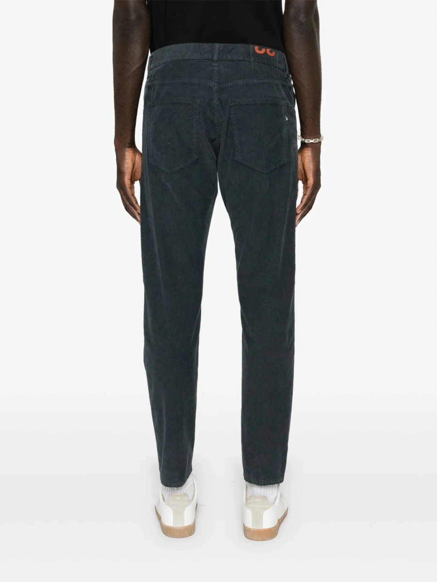 Pantaloni conici Dondup gri din bumbac si elastan - Img 4