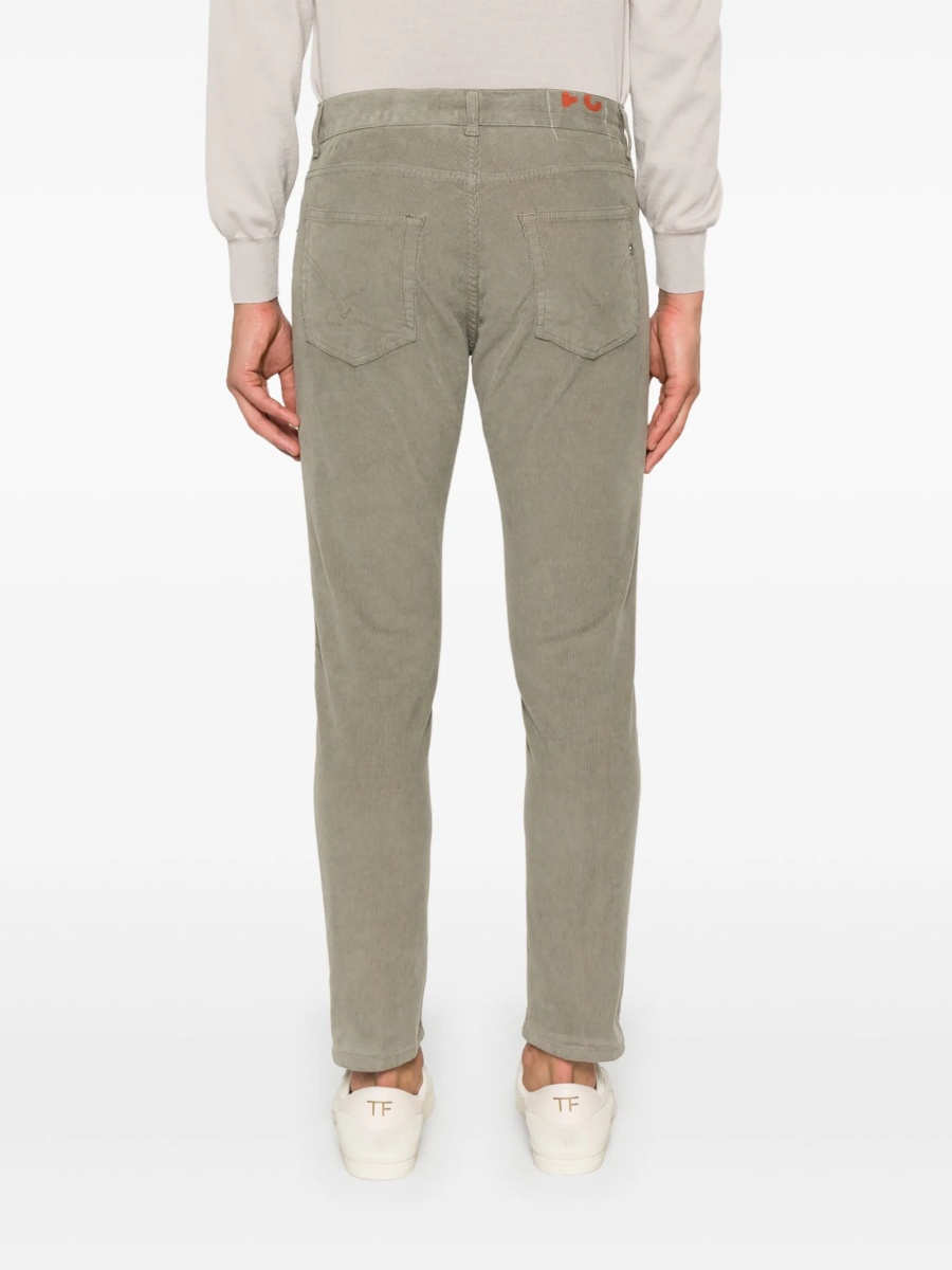 Pantaloni conici Dondup verzi din bumbac si spandex/elastan - Img 4