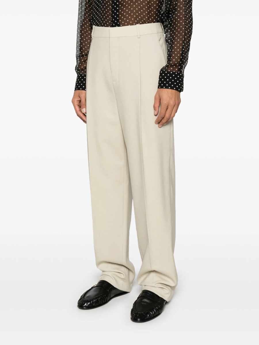 Pantaloni conici Saint Laurent neutri din lana - Img 3