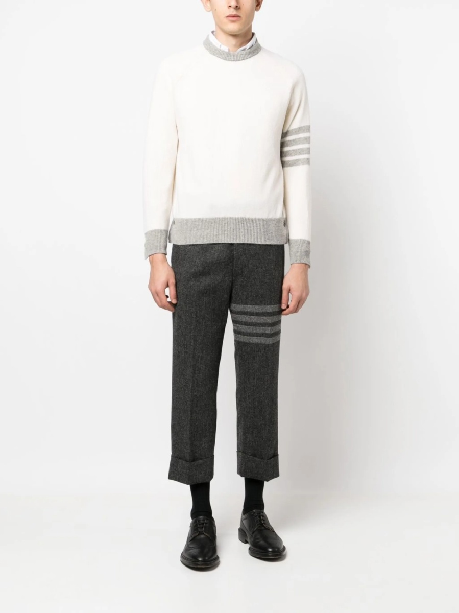 Pantaloni conici Thom Browne gri din lana - Img 2