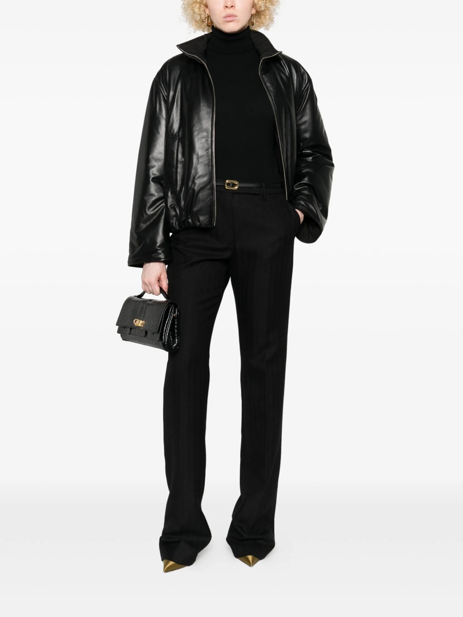 Pantaloni conici Tom Ford negri din lana - Img 2