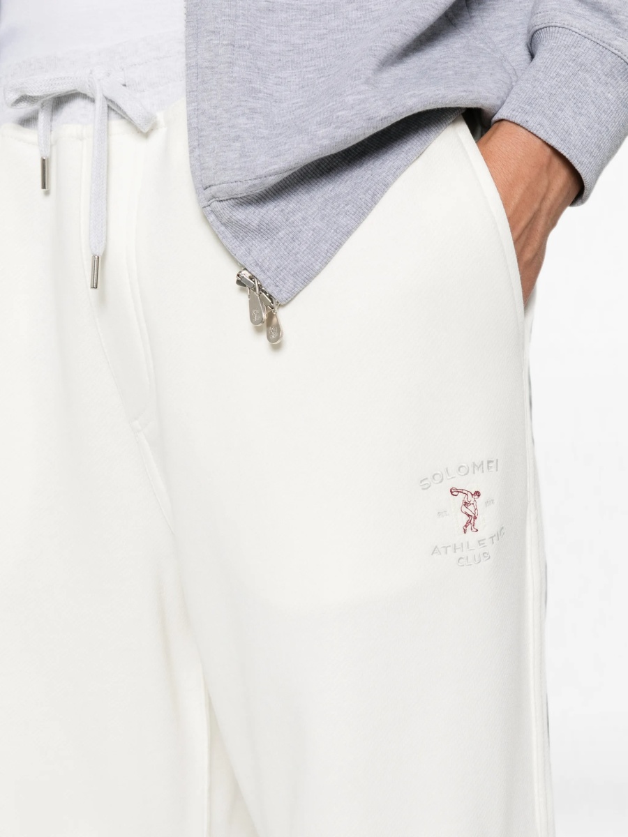 Pantaloni de trening Brunello Cucinelli albi din bumbac - Img 5