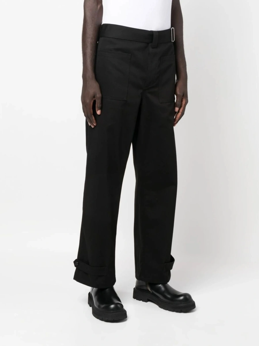 Pantaloni drepti Alexander McQueen negri din bumbac - Img 3