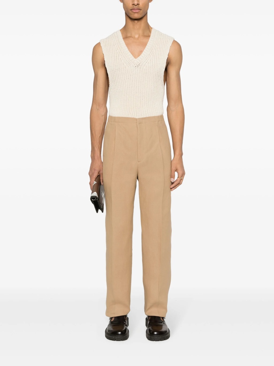 Pantaloni drepti Fendi neutri din hartie - Img 2