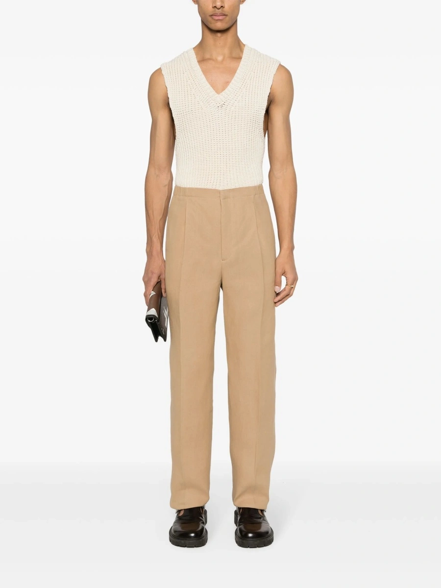 Pantaloni drepti Fendi neutri din hartie - Img 2