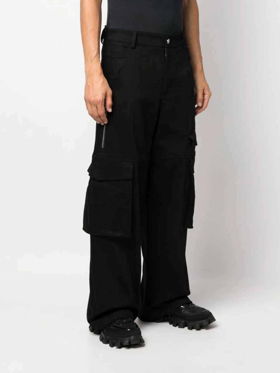 Pantaloni drepti GCDS negri din spandex/elastan si bumbac - Img 3