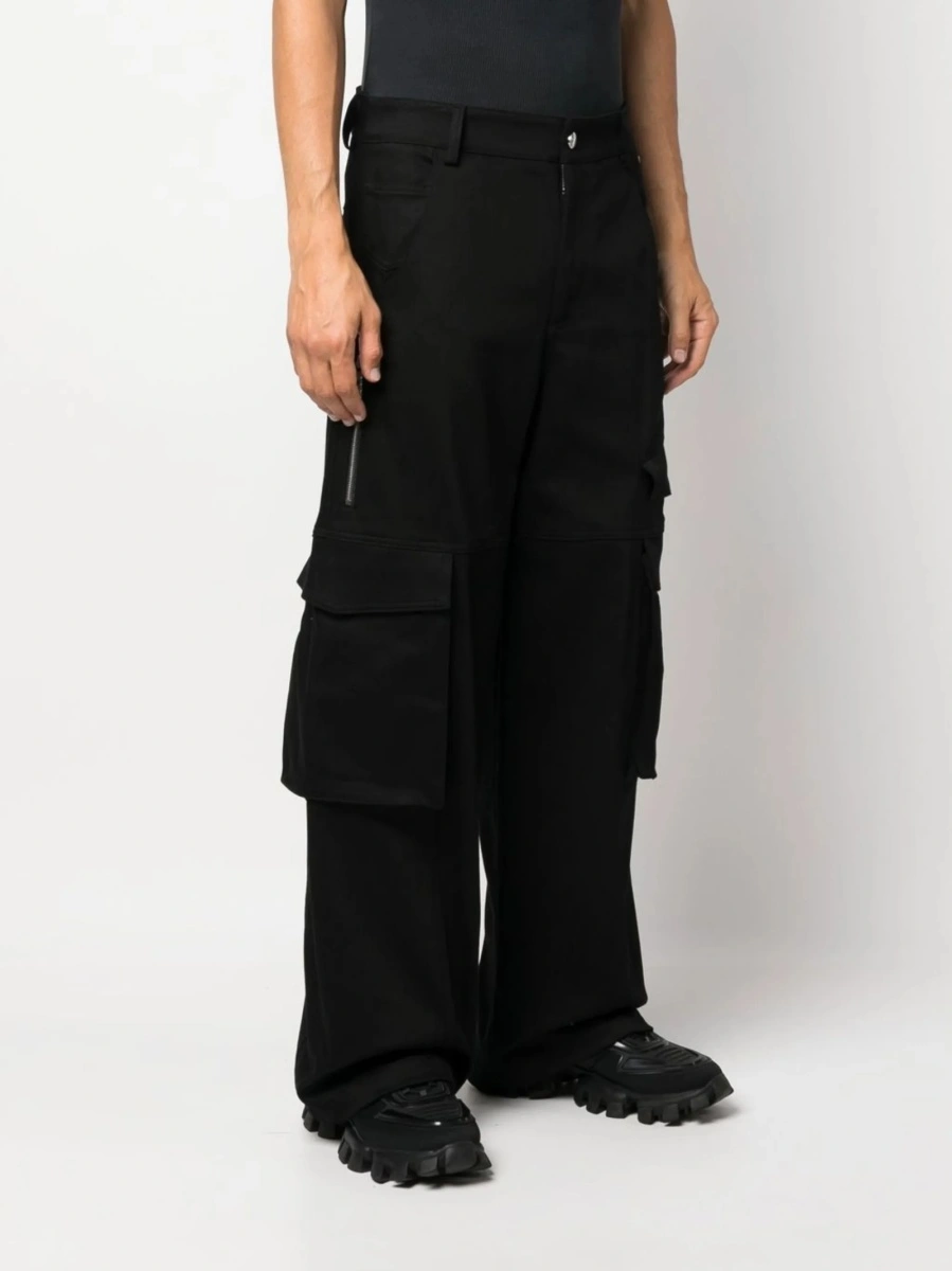 Pantaloni drepti GCDS negri din spandex/elastan si bumbac - Img 3