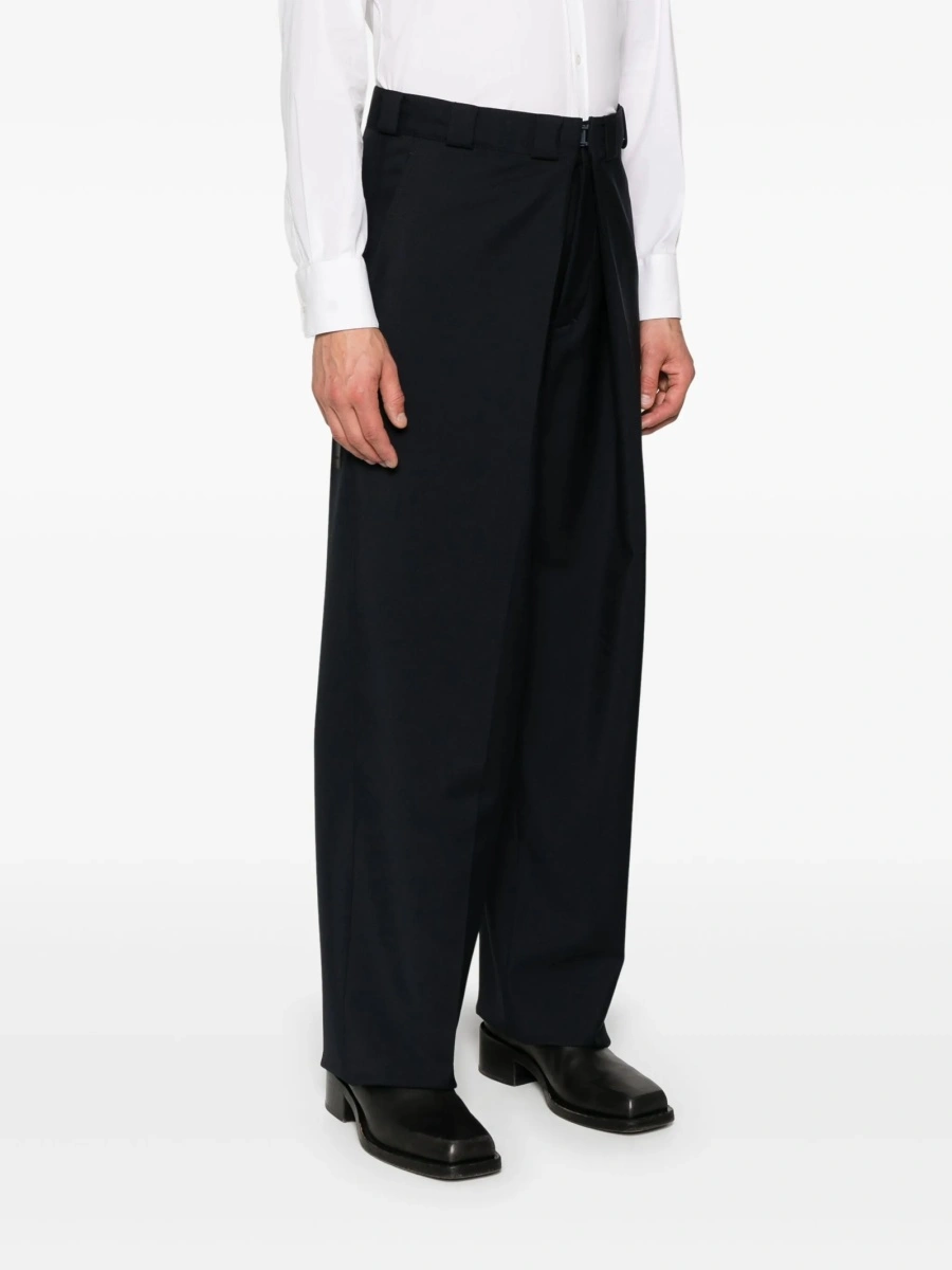 Pantaloni drepti Givenchy albastri din lana si mohair - Img 3