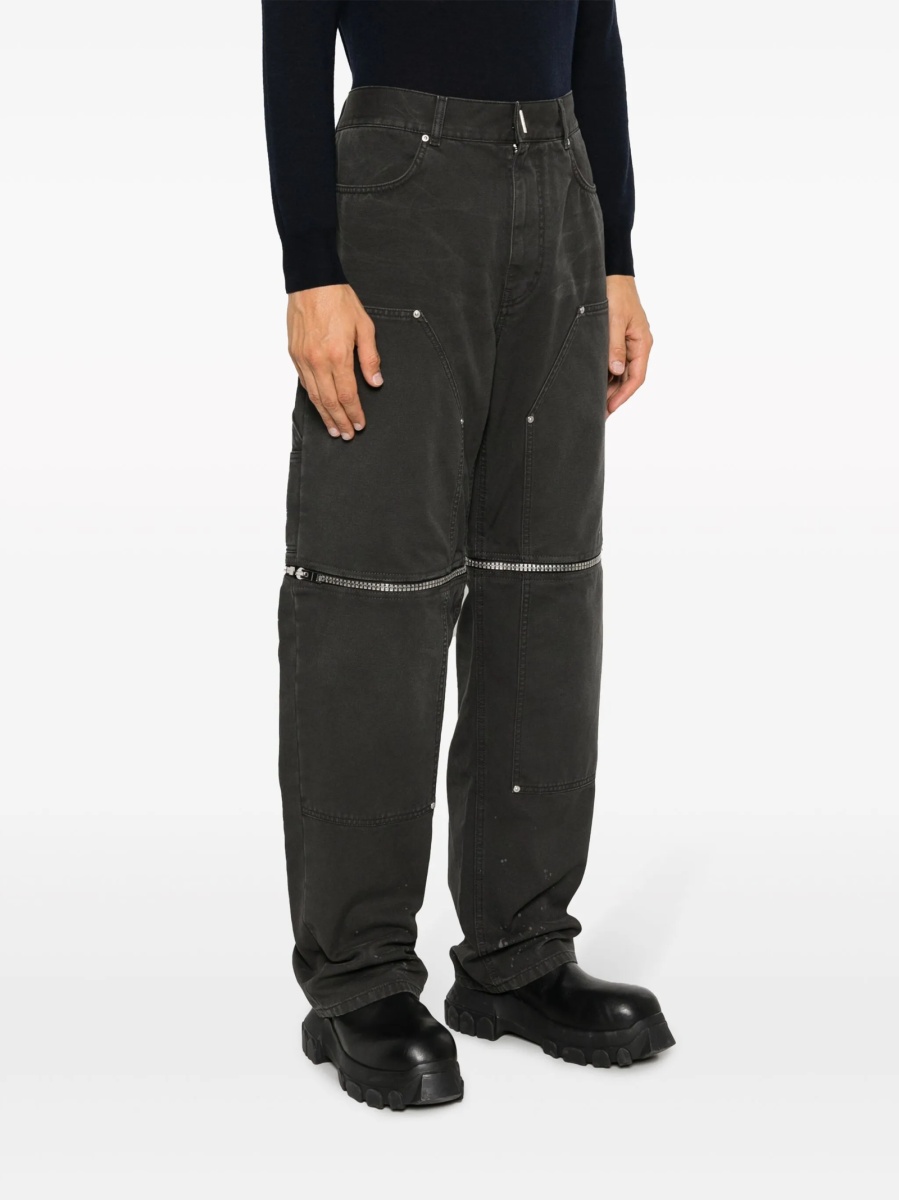 Pantaloni drepti Givenchy negri din bumbac - Img 3