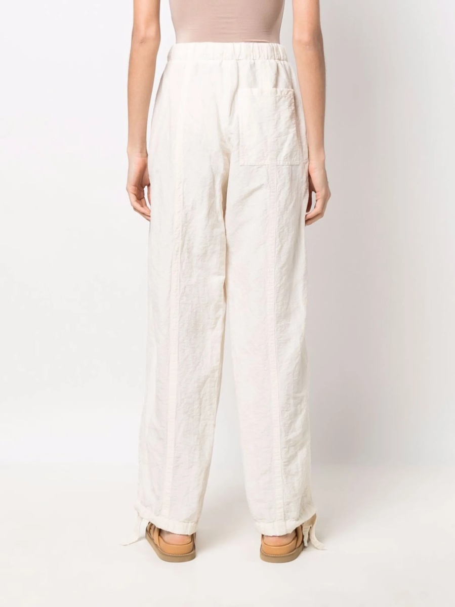 Pantaloni drepti Jil Sander albi din in si bumbac - Img 4