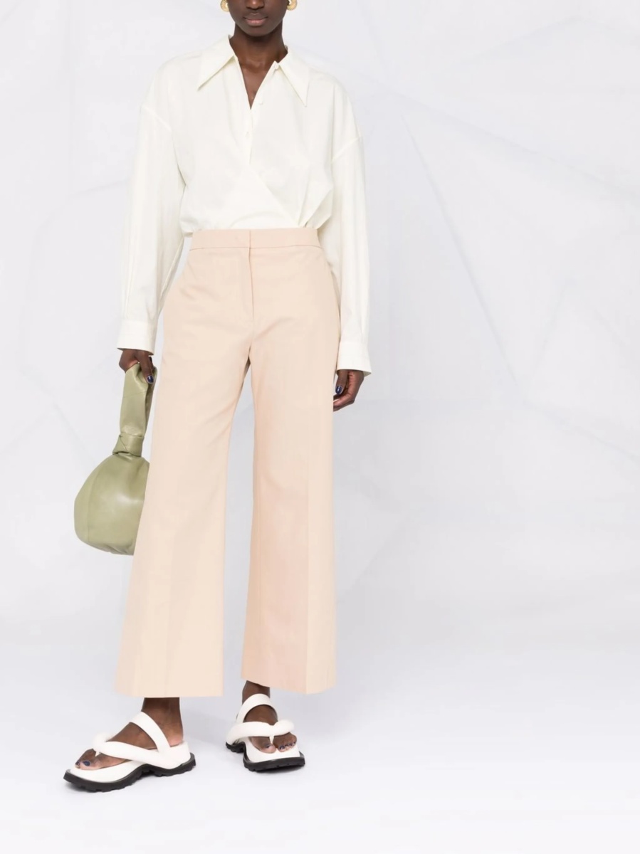 Pantaloni drepti Jil Sander neutri din bumbac - Img 2