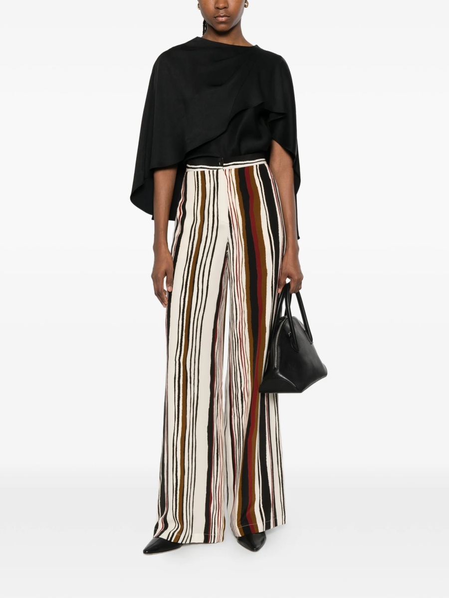 Pantaloni drepti MaxMara Studio albi din matase - Img 2